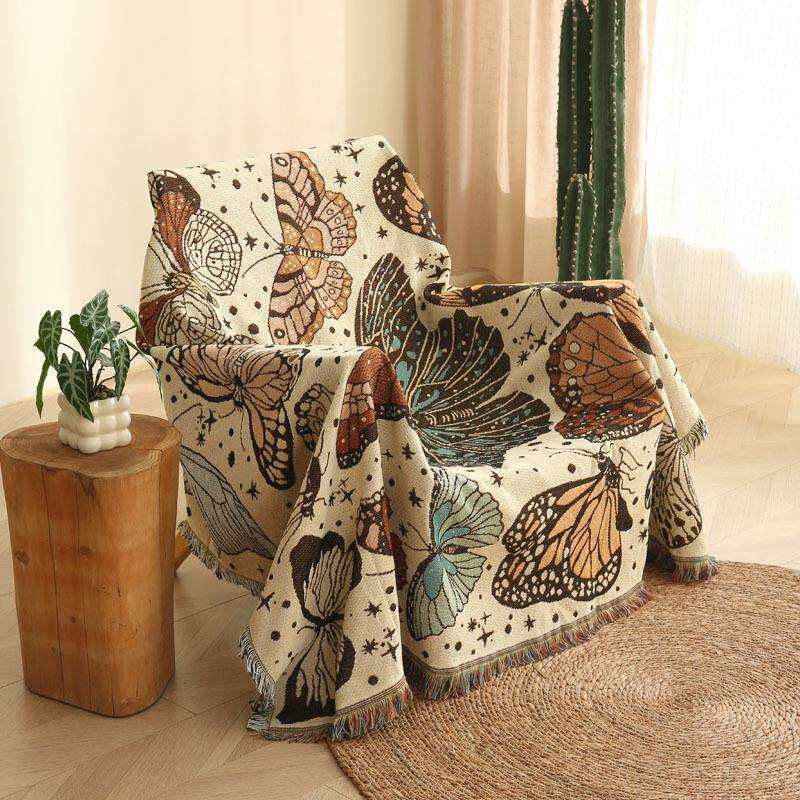 欧蝴沙发毯北背景布单人沙发蝶毯套多功能线HD001毯户外休闲子桌