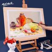 蒙玛特榉木画架画板套装 油 桌面油画架小画架适合水粉颜料素描套装