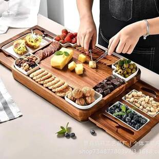 木制托盘创意家用厨房切菜板方形相思木芝士板熟食家庭聚会板