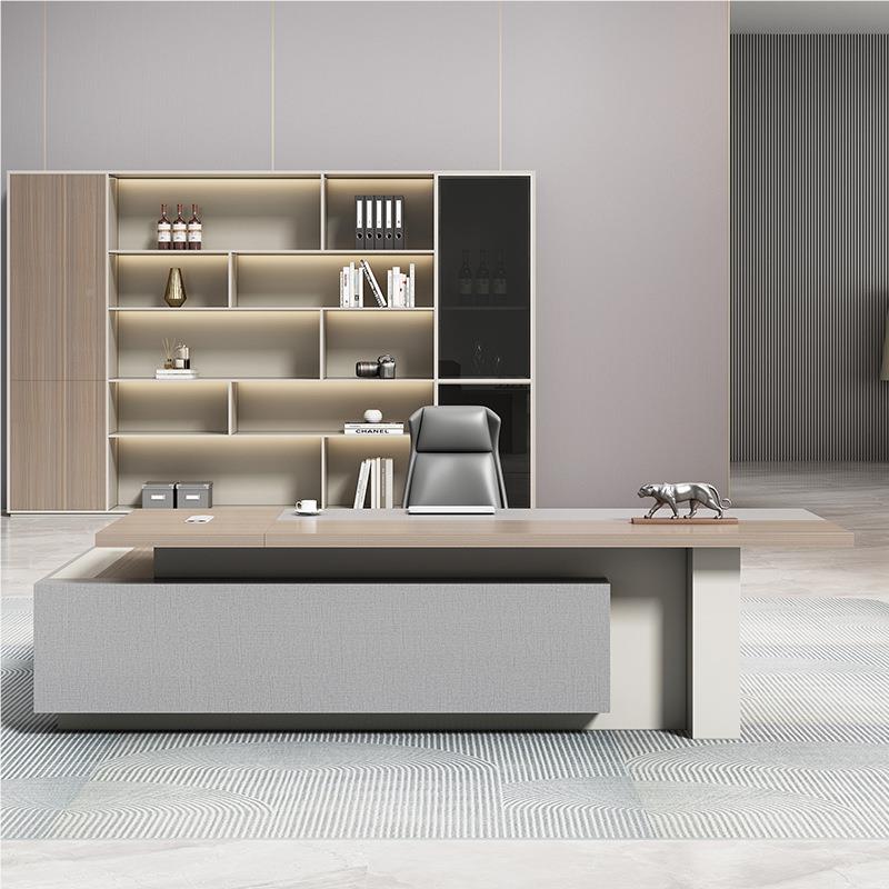 来图办老板办公桌椅组合简定约现代LBZ-01轻奢制大班台经理公室桌