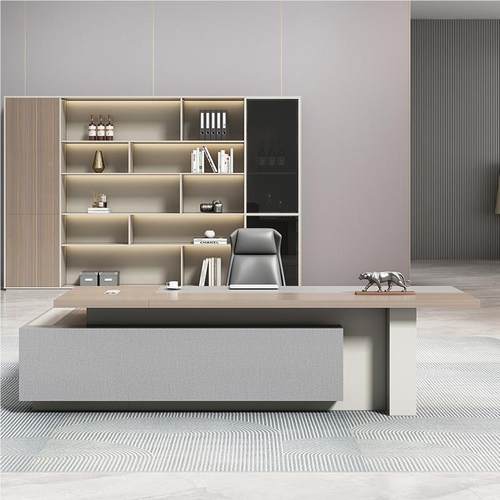 来图办老板办公桌椅组合简定约现代LBZ-01轻奢制大班台经理公室桌