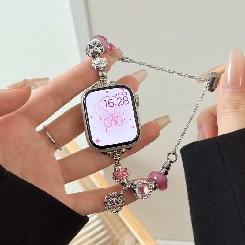 适用iwatch8苹果S7手表applewatch6/5/4/3表带潘多拉金属手链男女