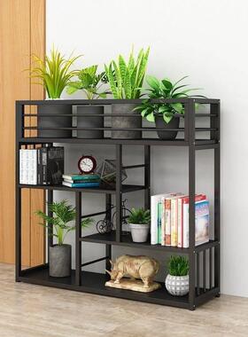yhu玄关隔断置物架铁艺办公室隔断柜书架展示架落地花架子火锅店
