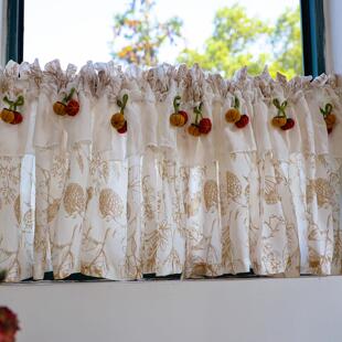 法式 饰布艺免打孔魔术 覆古短门帘咖啡帘窗幔帘头半帘纱帘小窗户装