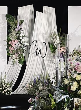 新款幔婚庆置装道具KT板W09背景纱支架伸缩杆婚礼场景布牛奶丝饰