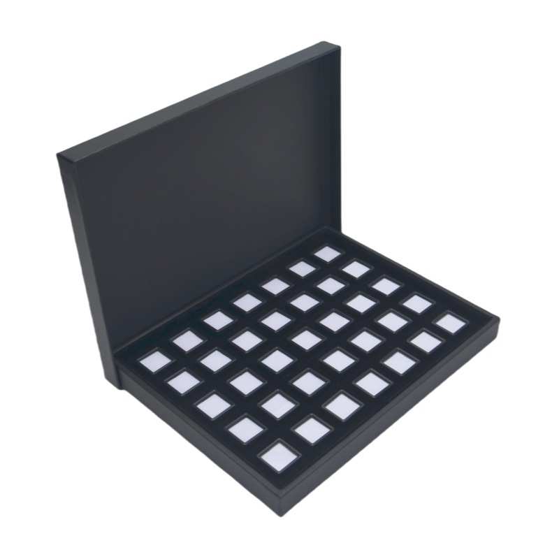 厂家直销玻璃盖方形塑料珠宝裸石戒面盘展示托盘彩宝盒子宝石样品
