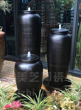 水池喷泉流水陶罐喷水大花瓶自动循环水景涌泉陶缸加湿器坛子摆件
