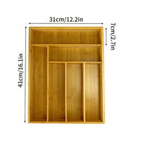 Kitchen drawer tableware storage box, bamboo multi-functional pull-out telescopic fork and spoon compartment box, household toolbox thumbnail 7