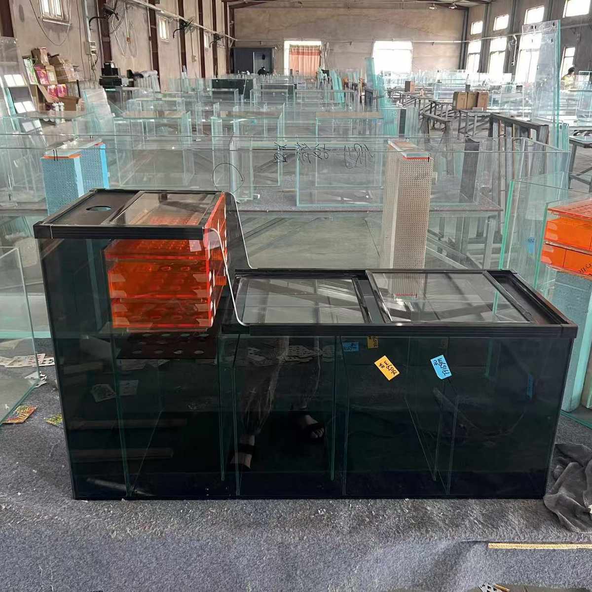 双层干湿盒抽屉底滤缸沉淀仓超白鱼缸底过滤大中小型客厅定制定做