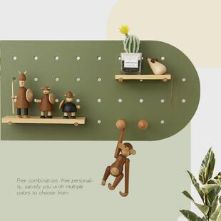 木目iwood 洞洞板装 饰 定制弧形拱形墙上置物架 绿色木质横版