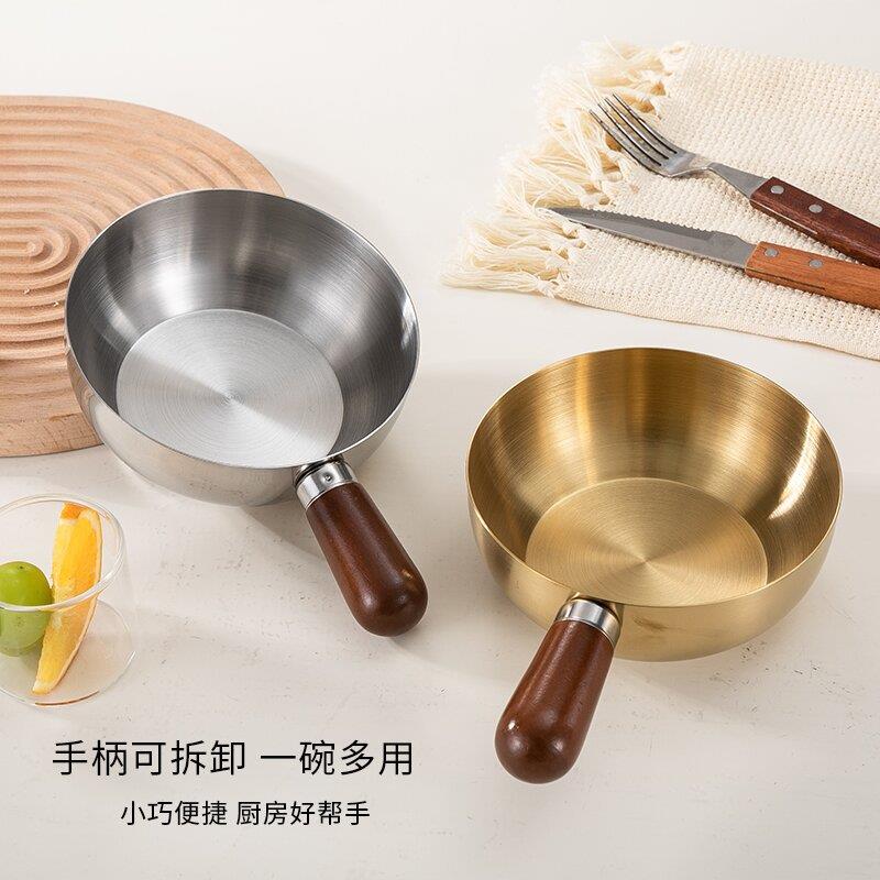 304不锈钢一人食锅打蛋碗可拆卸手柄碗家用搅拌碗沙拉碗料理碗图片