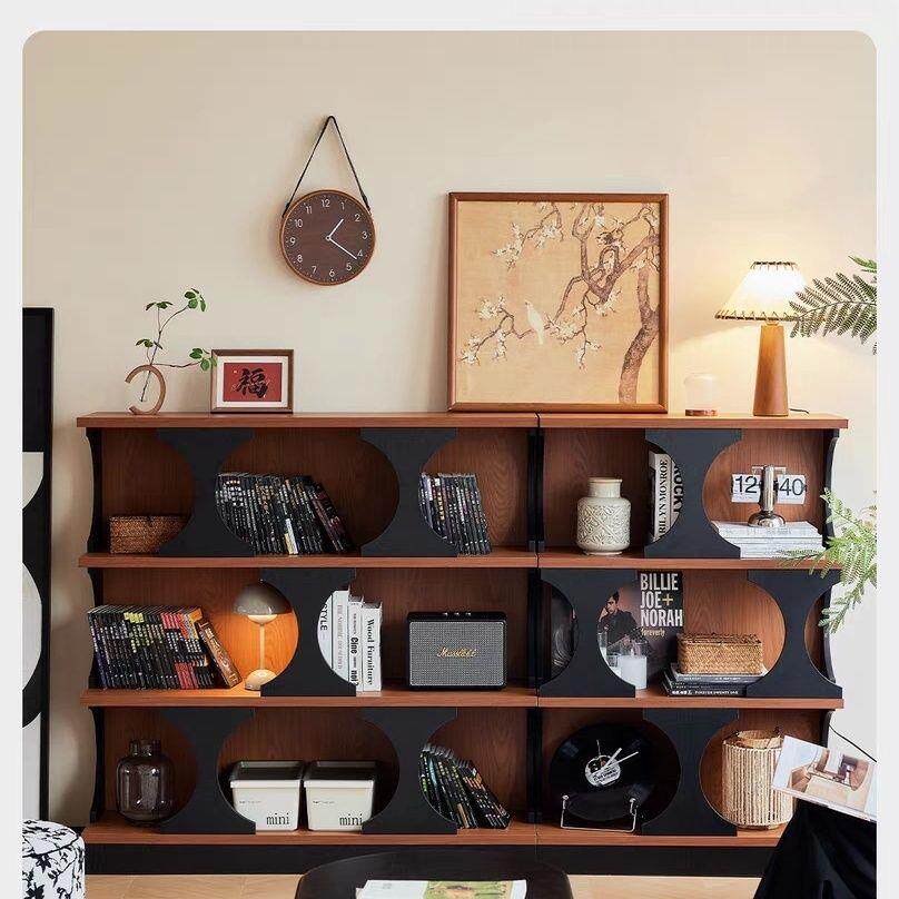 新款书架落地置物架异形组合书柜矮客厅转角玄关展示架子复古风