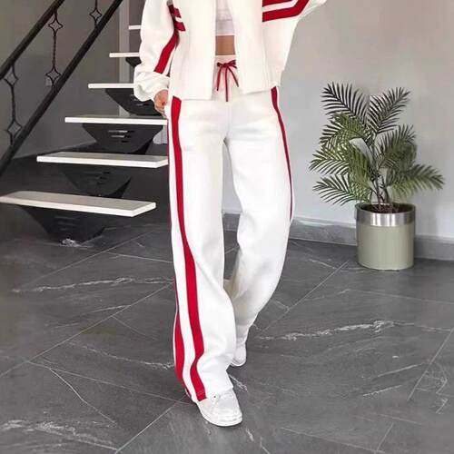 Fashion Two-Piece Sports Set Short Zipper Jacket + Side