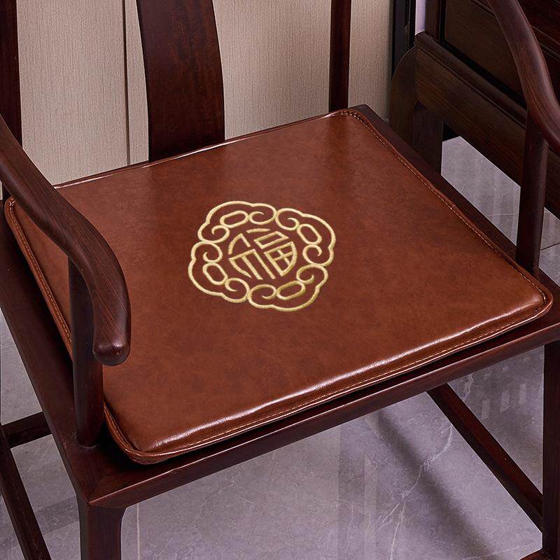 中式茶台椅坐垫藤席双面皮坐垫四季通用圈椅太师椅茶椅垫皮垫
