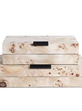 现代极简轻奢高档瘤木皮收纳盒首饰样板间样品屋展示中心装饰艺术