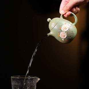 宜兴砂壶韵海原矿豆青泥 手工制作龙蛋壶 批发制泡茶壶新