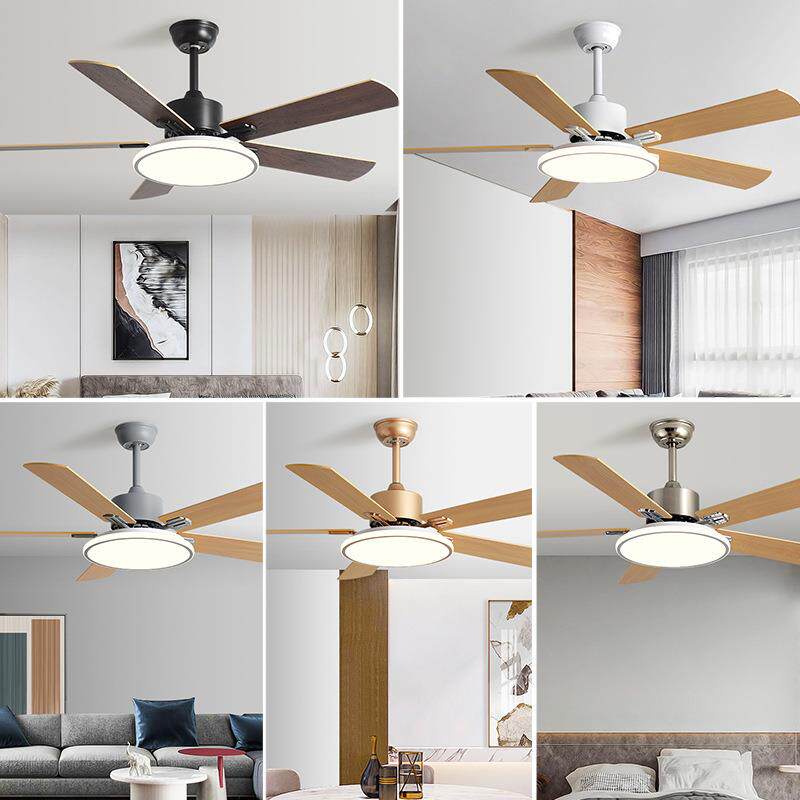 北欧吊扇灯餐厅客厅木叶风扇灯家用卧室LED欧盟认证调光可省电