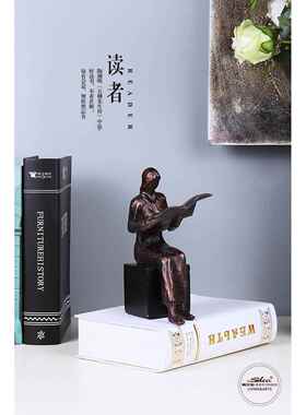 读书者雕塑术品人DVI物雕艺像摆件意玄关客厅办小公摆件欧式风创