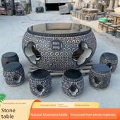 园林中式 采购产品石桌 家用青石石庭院桌 石雕圆桌 茶几 石凳