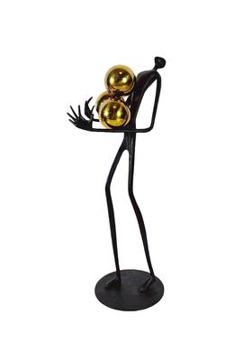 抱金球人现代抽象人物雕塑摆件酒店过道艺术品样板间售楼处装饰品