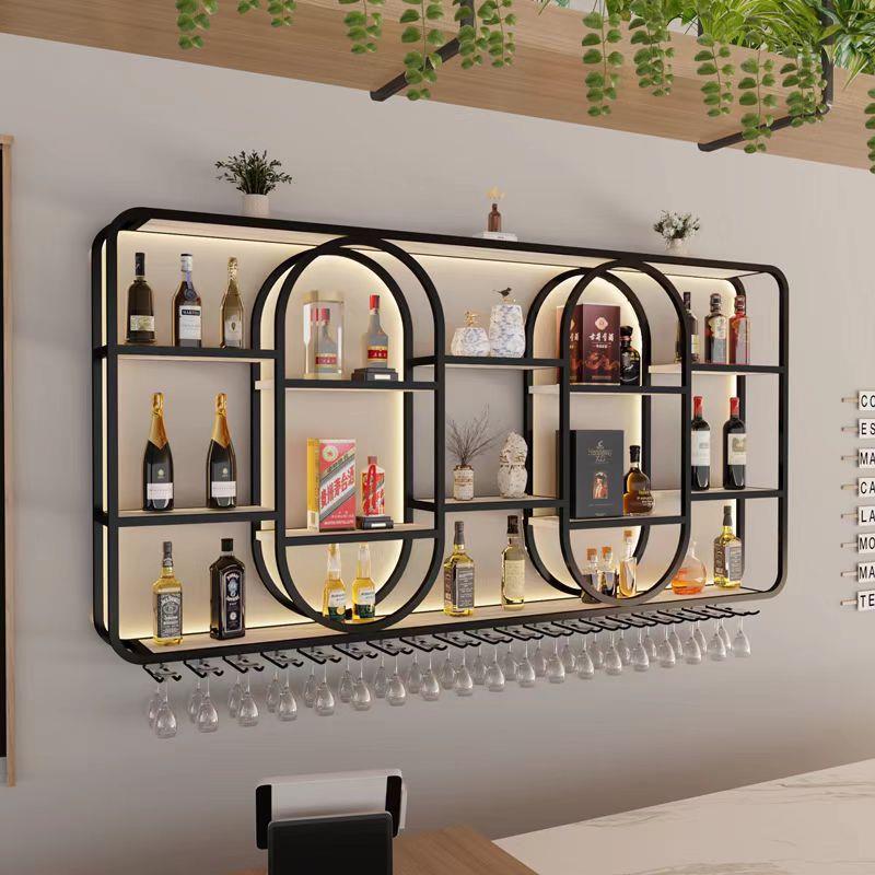 吧台墙上发光酒柜简约壁挂酒架客餐厅挂墙展示柜家用置物架收纳架