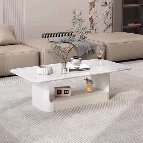 意式轻奢风长方形岩板茶几客厅家用小户型创意简约储物阳台茶几