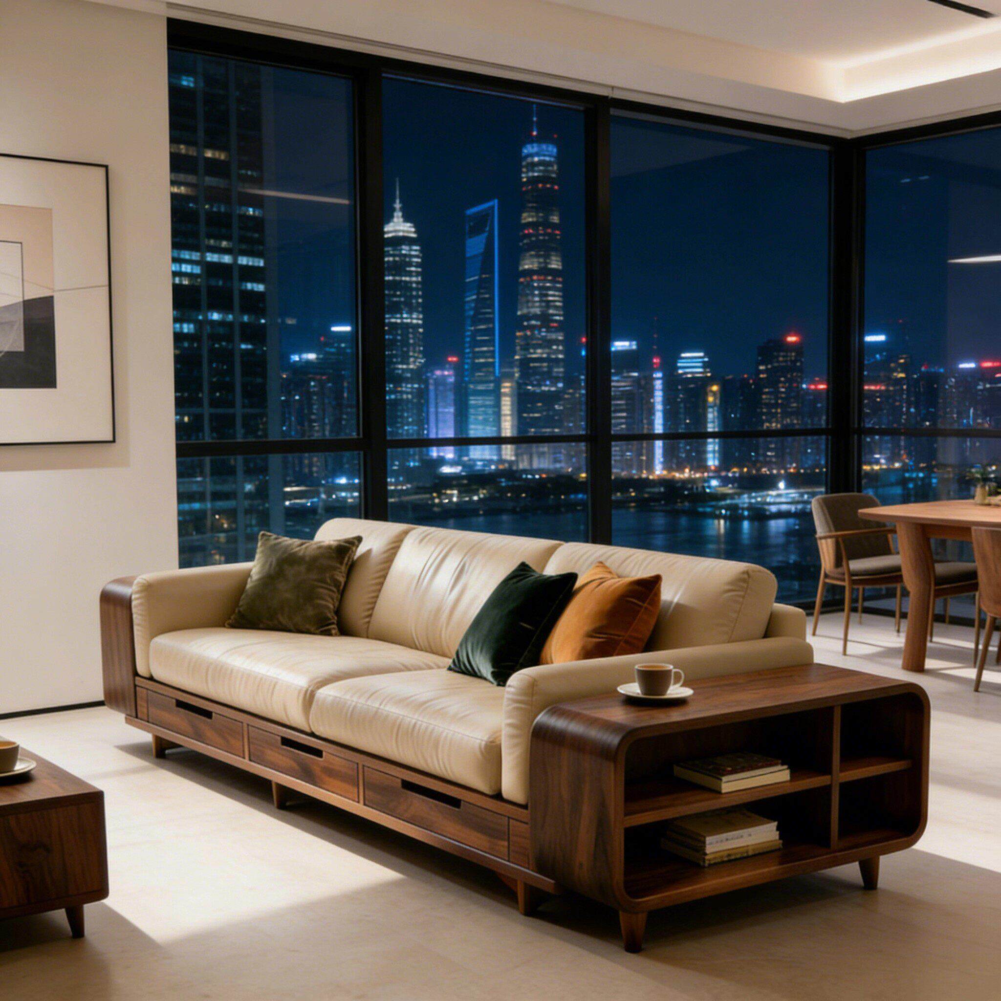 新中式客厅实木沙发2026新款黑胡桃木真皮三人位大户型直排沙发