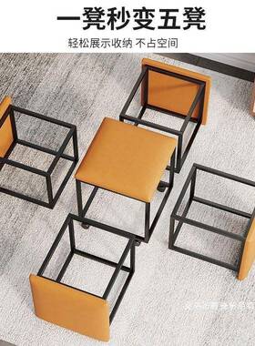 多功能组合收魔纳简凳约五合一凳小凳MDY子家用客厅沙发网红凳方