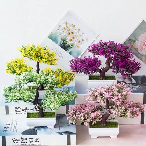 Artificial Plants Bonsai Small Tree Pot Fake Plant Flowers P