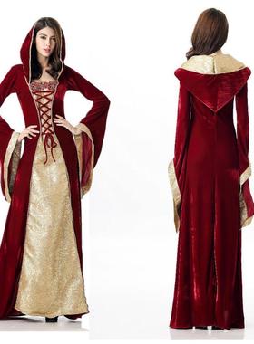 万圣节连帽欧洲复古宫廷长裙奢华女王皇后服装酒吧ds舞台派对女装