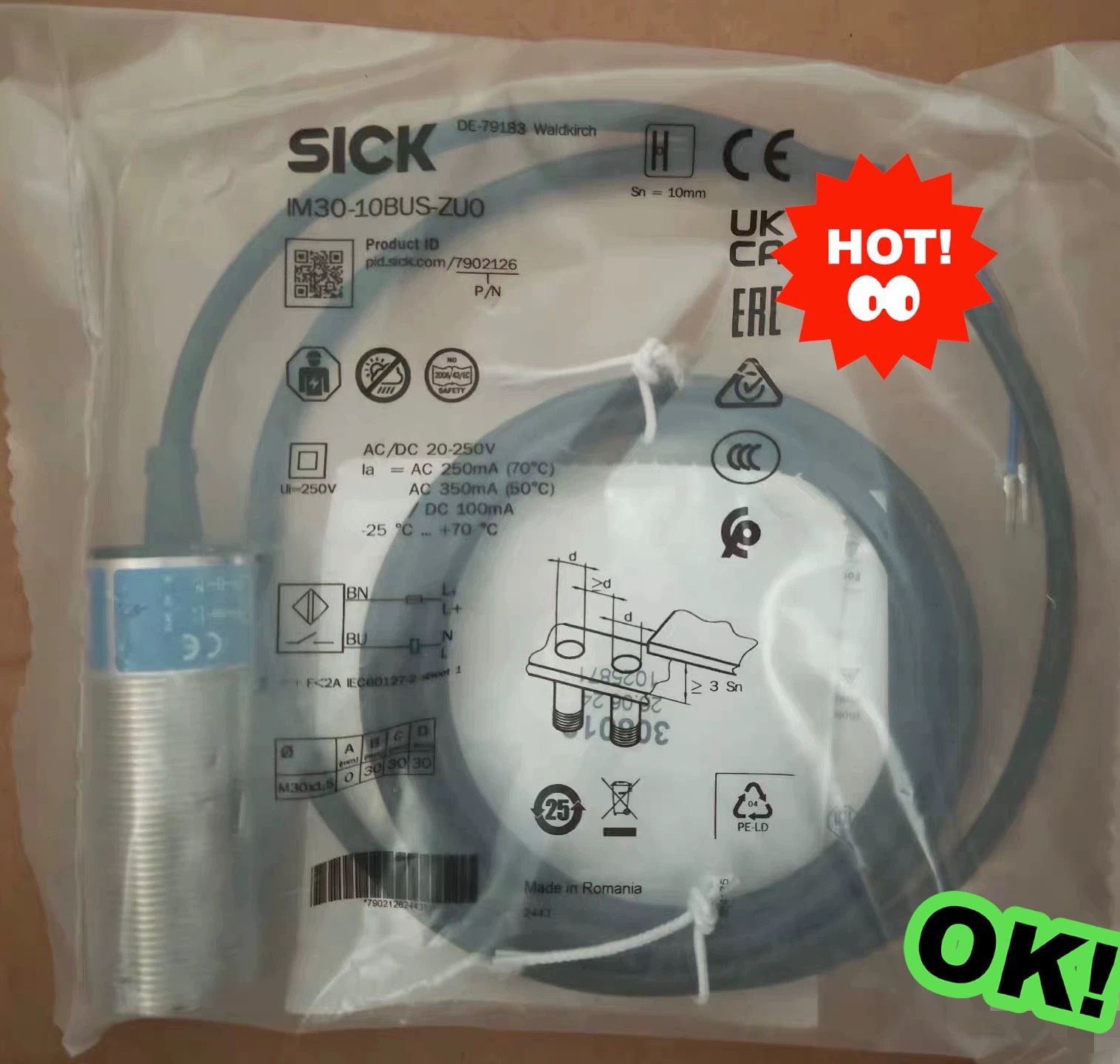 SICK  IM30-10BUS-ZU0，电感式接近开关，全