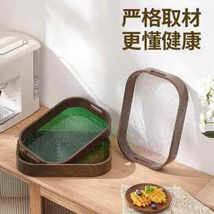 仿茶木纹托盘家用in组s风茶杯北FRE盘子欧塑料餐盘放水果盘合放杯