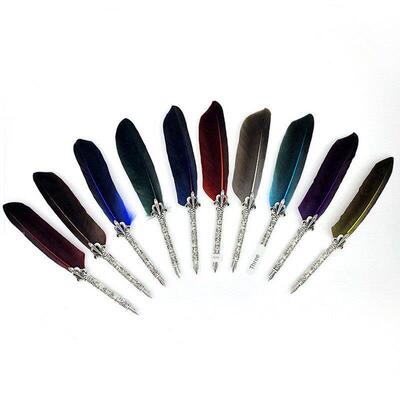 Vintage Feather Quill Dip Fountain Pen Calligraphy Writing S