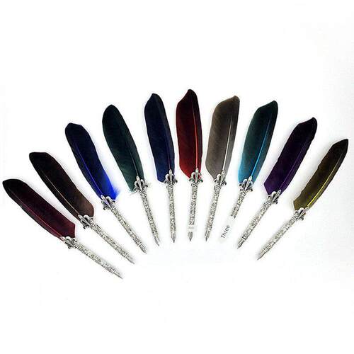 Vintage Feather Quill Dip Fountain Pen Calligraphy Writing S