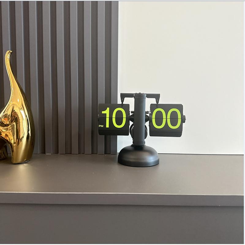 极简自动翻页钟客厅座钟翻页时钟桌面摆件电子钟复古机械数字