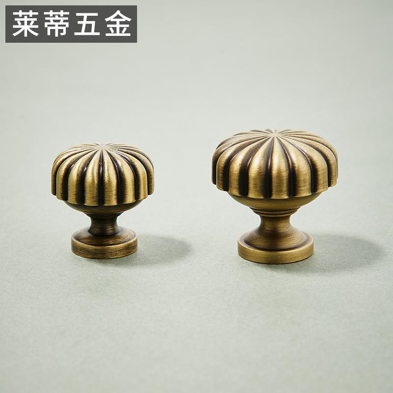 黄铜南瓜黄古铜色衣柜门拉手现代轻奢简约单孔抽屉橱柜酒柜小把手