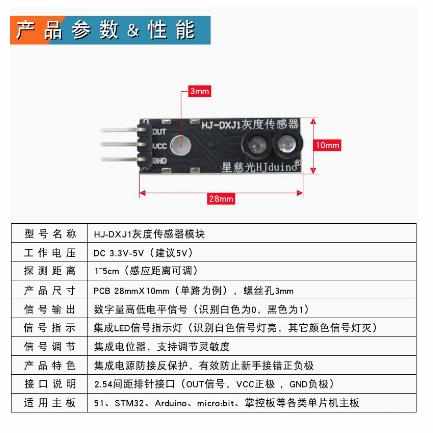 数字量灰度传感器智能小车红白黑绿循迹单路灰度光敏巡线模块电赛