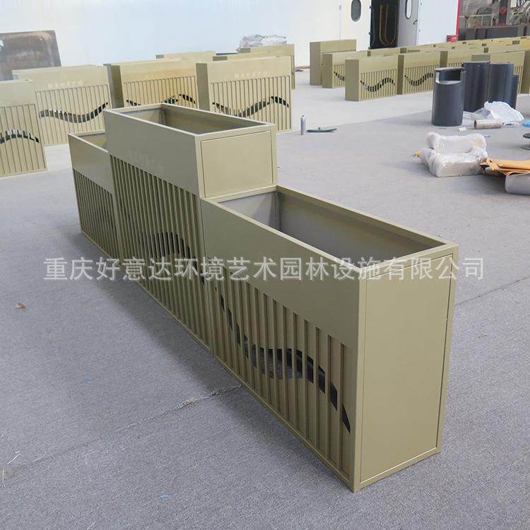 新款户外不锈钢花盆 简约落地式铁艺花箱 商场售楼部外摆组合花钵