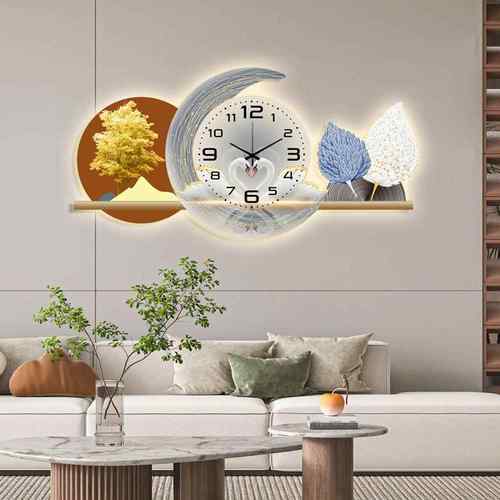 新款几何灯画轻奢立体异形UV雕刻画现代简约钟表画客厅餐厅挂画