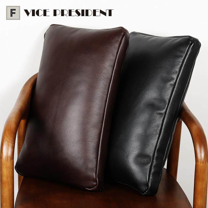 北欧设计师原创真皮羽绒靠垫靠包沙发抱枕头层牛皮客厅腰枕靠背垫