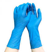 一次性蓝色丁晴手套无粉电子车间使用12寸加长加厚丁腈手套批发