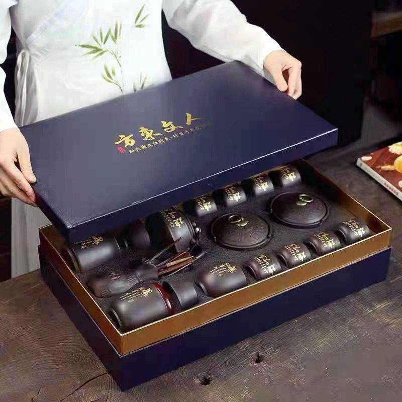 宜兴原矿紫砂功茶具纯手工茶壶家用厅礼UET品茶杯高夫档茶器整客
