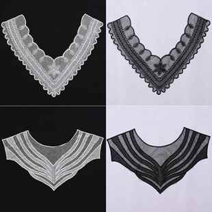 假领子配大v领缝制适合v领的款前襟领花装饰花边领前面服装辅料