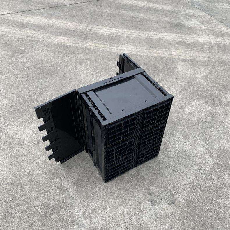 黑色带盖 塑料折叠箱周转箱 塑胶折叠收纳箱加厚仓储户外物流胶箱