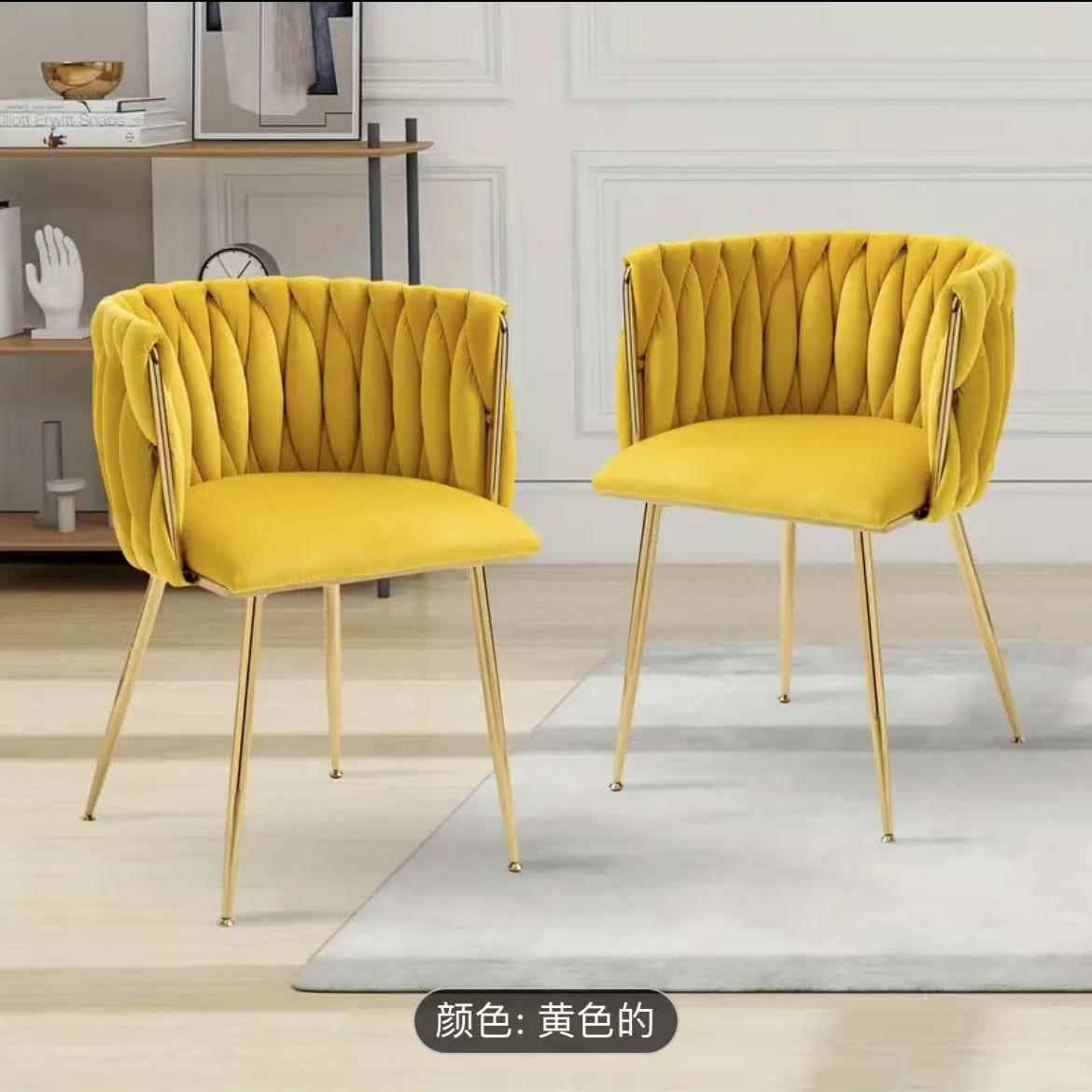 餐椅家用美式设计师绒布靠背现代简约轻奢不锈钢餐厅意式岛台椅子