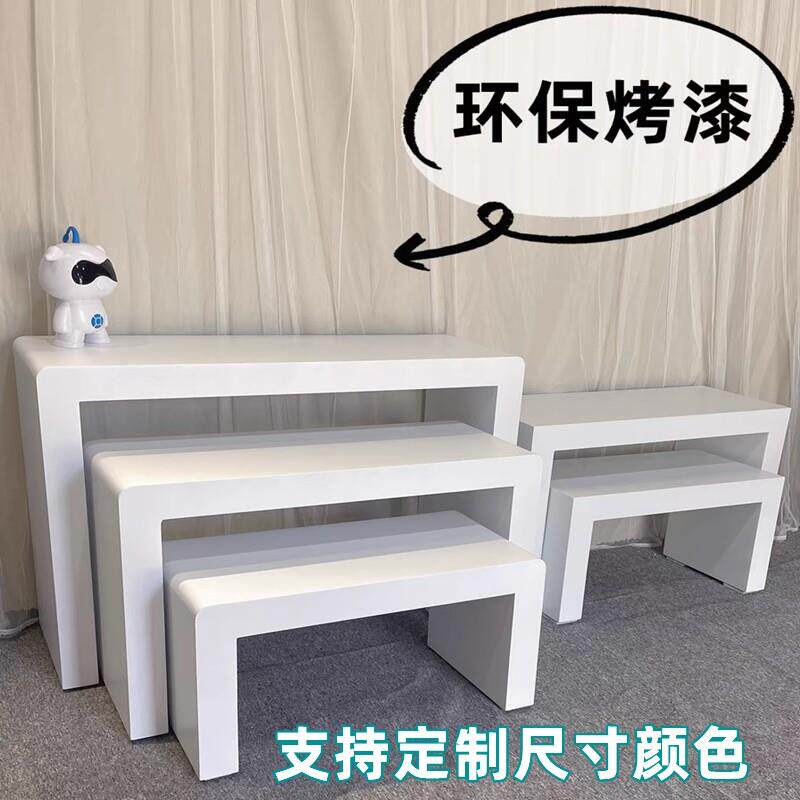 陈列台白色烤漆体验桌服装店桌子木质长方形体验台手机数码靠墙柜