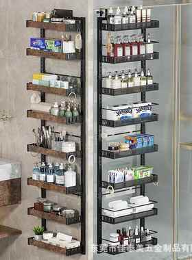 跨境门后收纳置物架免打孔卧室房间门上多层收纳篮宿舍门背式挂架