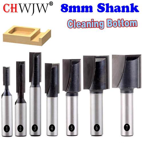 8mm 1-7PC出口俄罗斯亚马逊速卖通雕刻机修边机平面清底刀黑色