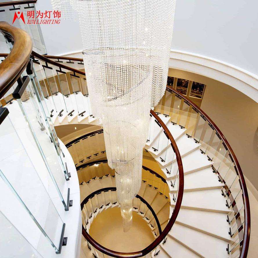 非标工程灯售楼部别墅旋转楼梯水晶吊灯复式楼客厅吸顶灯水晶灯