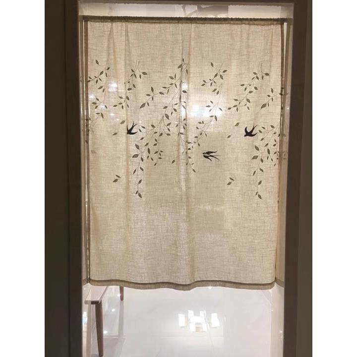无冲孔亚麻门帘隔断帘绣田园风格,居家布艺,成品窗帘,淘宝优惠券,粉丝福利购,淘宝优惠卷